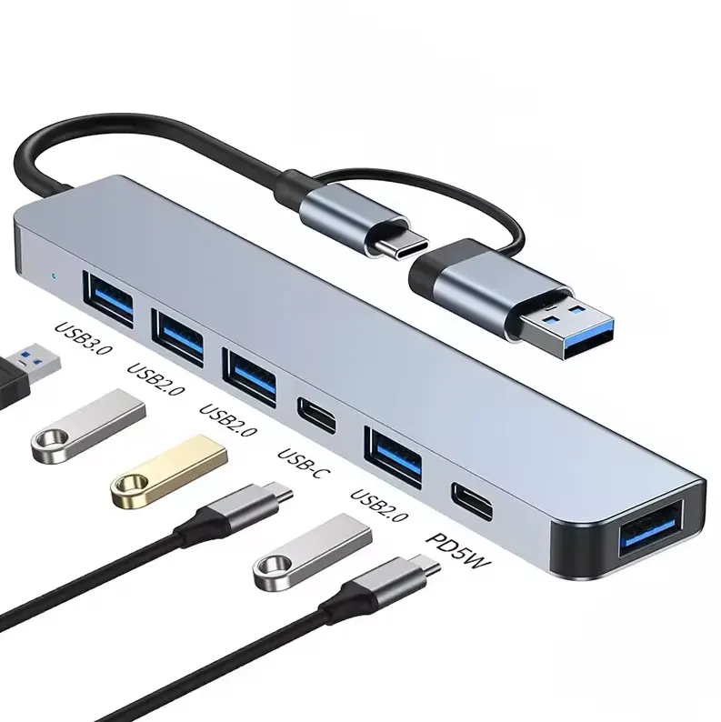 Premium USB 3.0 Hub with SD & TF Card Reader and USB‑C Adapter