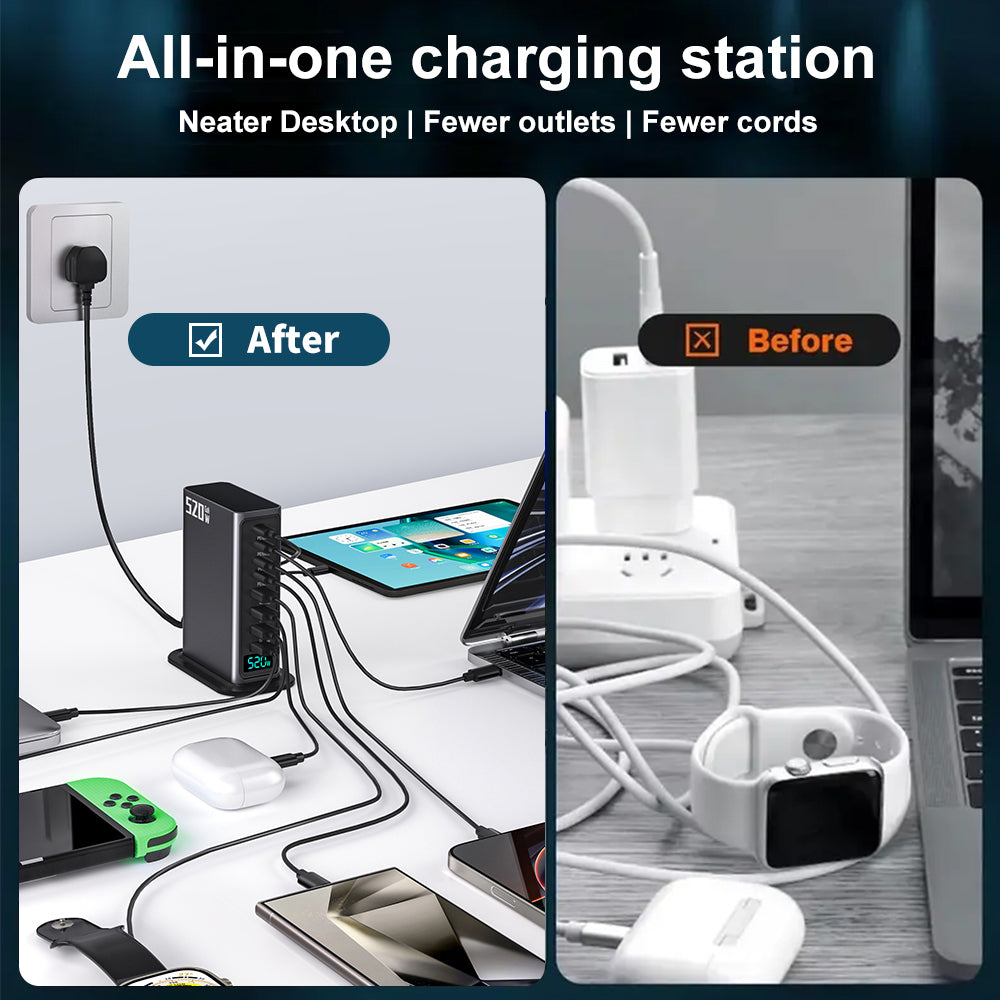 Premium 8‑Port GaN USB‑C PD Charger with 100W Fast Charging
