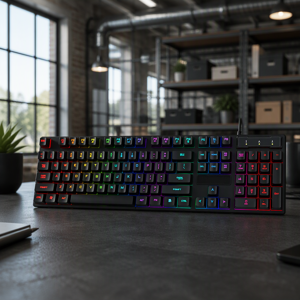 Premium Full‑Size Metal‑Frame Mechanical Keyboard with 7‑Zone RGB Backlight