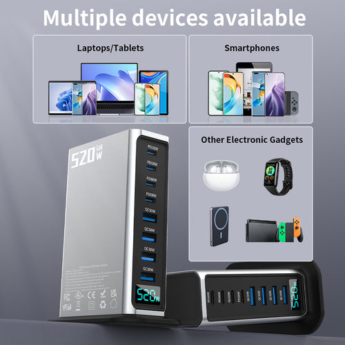 Premium 8‑Port GaN USB‑C PD Charger with 100W Fast Charging