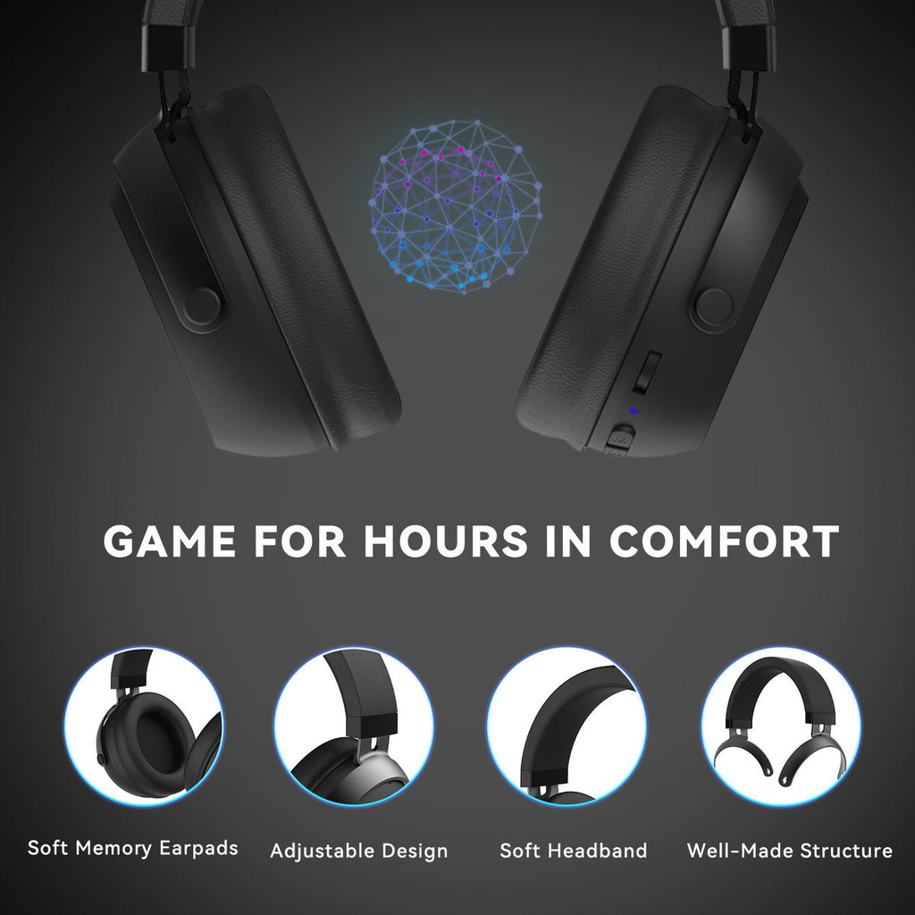 Premium Over‑Ear Bluetooth Gaming Headset with CVC Noise Cancelling and Built‑In Mic