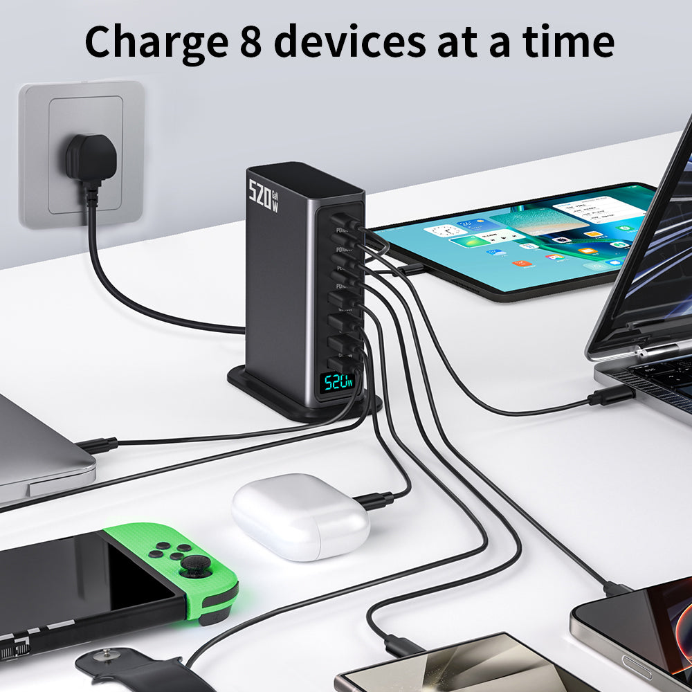 Premium 8‑Port GaN USB‑C PD Charger with 100W Fast Charging