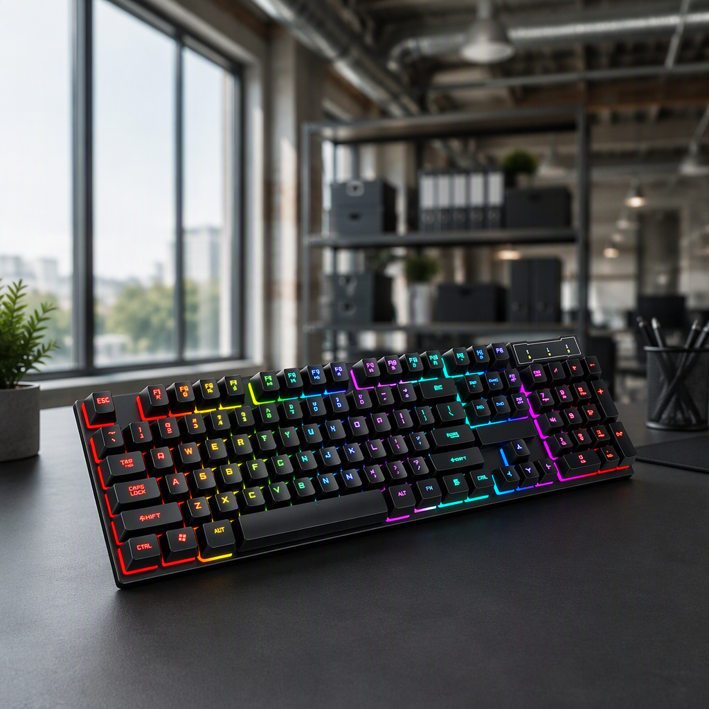 Premium Full‑Size Metal‑Frame Mechanical Keyboard with 7‑Zone RGB Backlight